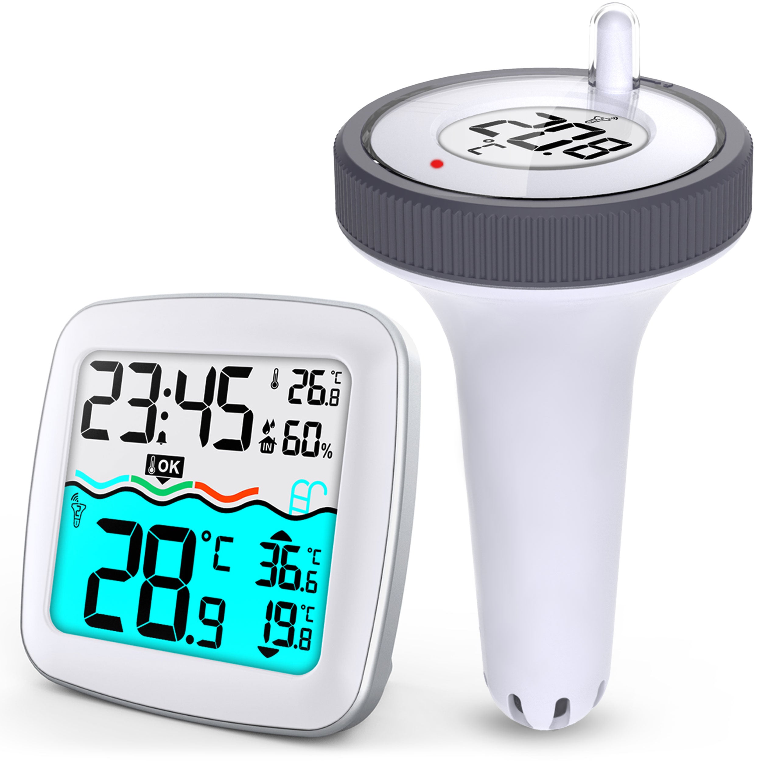 THERMOMETER FOR SWIMMING POOL FLOATING WIRELESS WEATHER STATION RANGE 60M