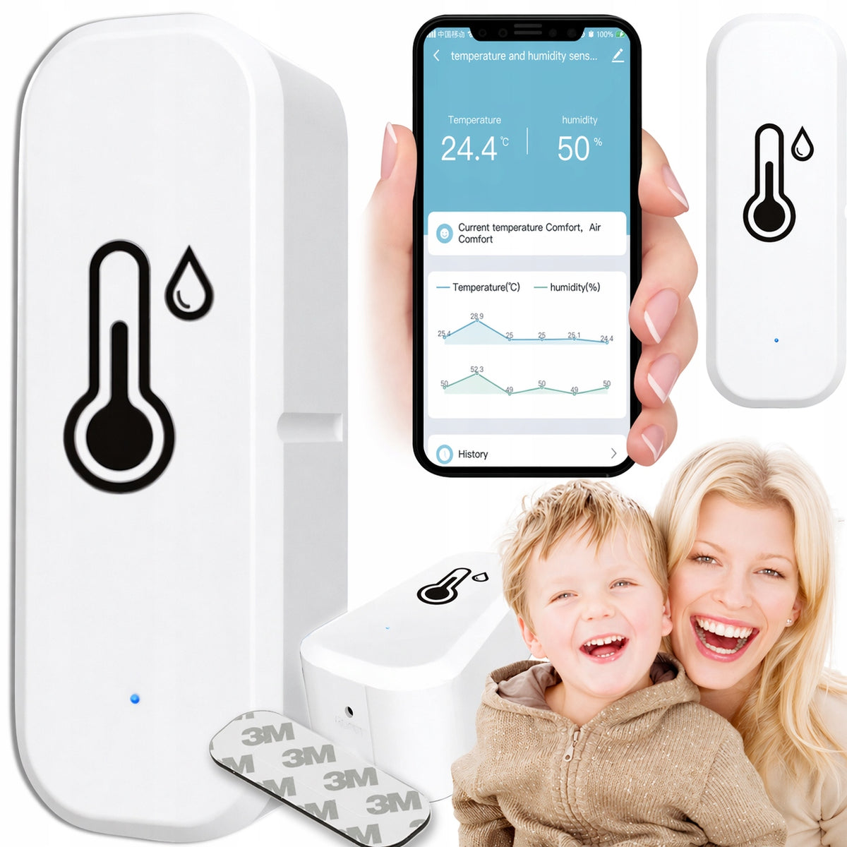 THERMOMETER HYGROMETER TEMPERATURE AND HUMIDITY SENSOR WIFI SMART APPLICATION