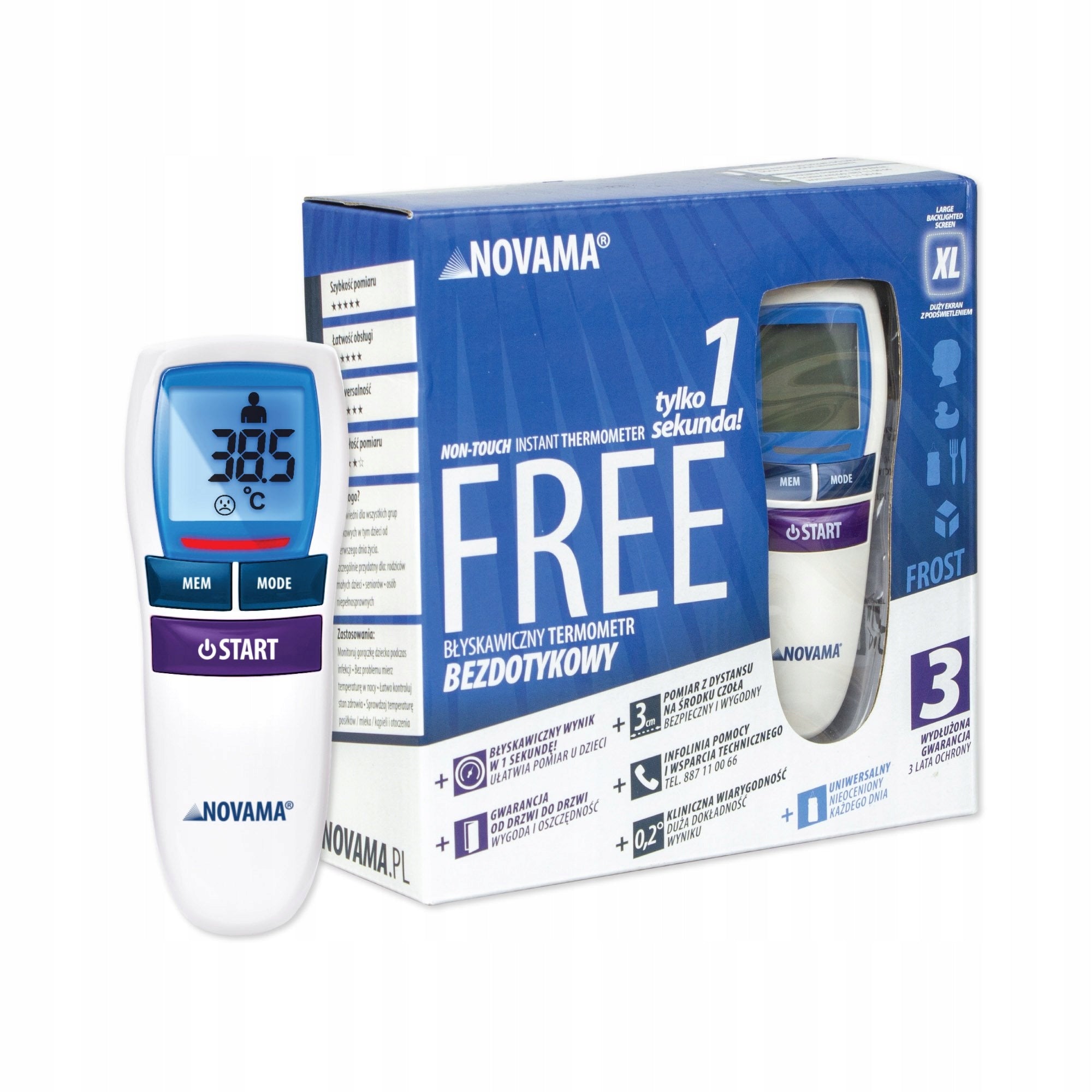 THERMOMETER NON-CONTACT MEDICAL ELECTRONIC NOVAMA FREE NIGHT MODE FAST