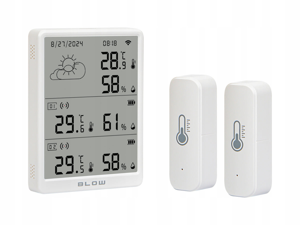 THERMOMETER WEATHER STATION METEO WIFI HYGROMETER WEATHER CLOCK + 2x SENSOR Packaging status original