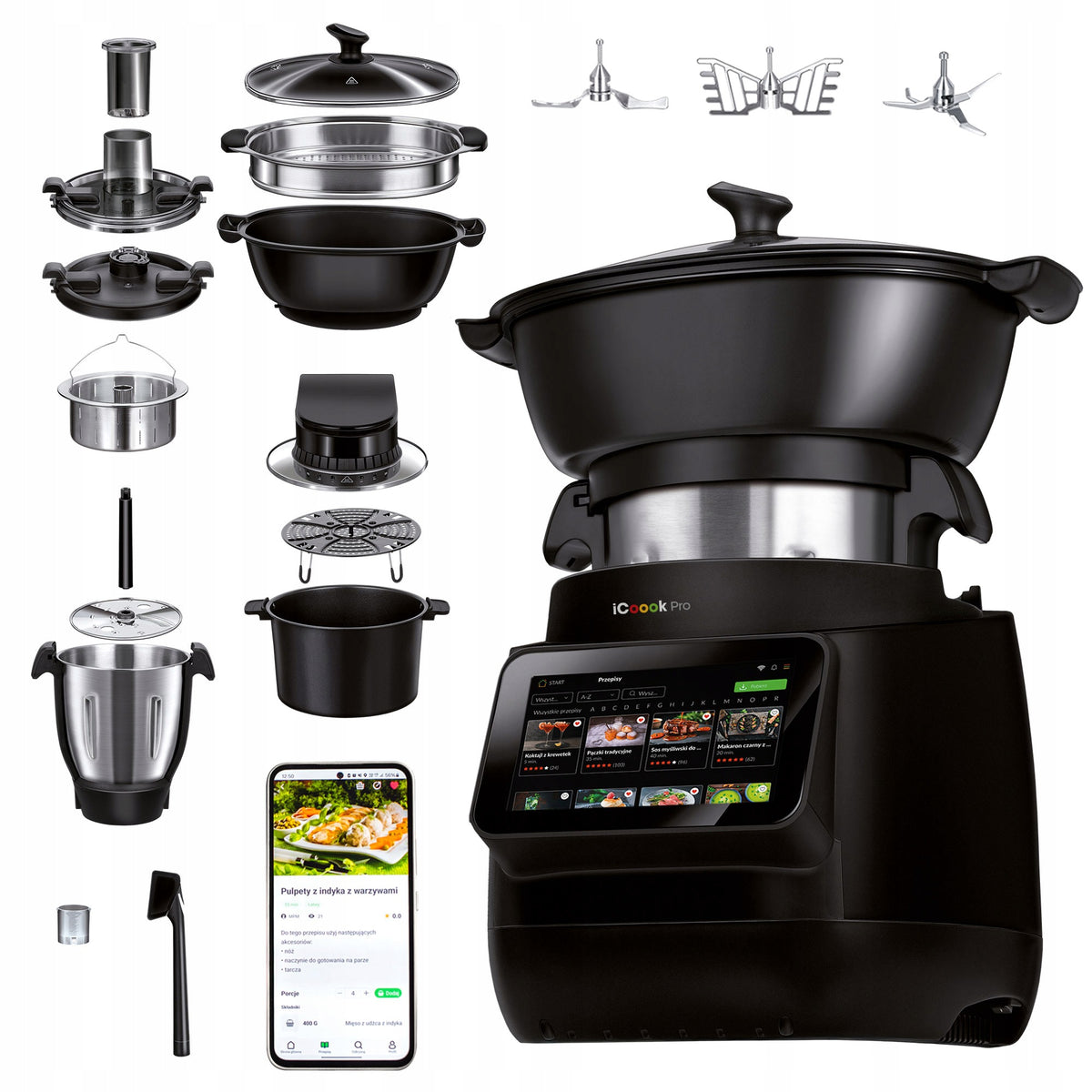 THERMOROBOT iCOOOK PRO MRK-58 FOOD PROCESSOR AIR FRYER 7" WIFI 1800W LCD