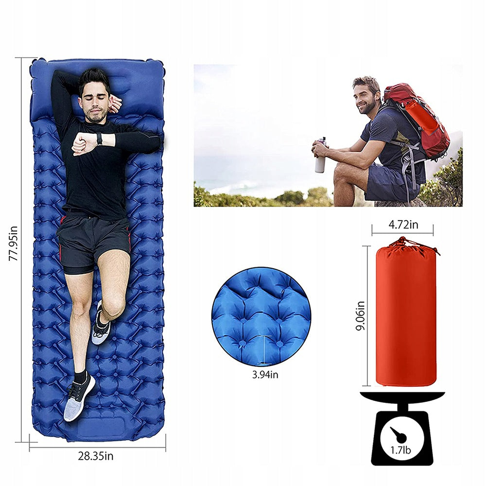 THICK CAMPING MATTRESS INFLATABLE MAT WITH FOOT PUMP DOUBLE-SIDED 198X72CM Product weight with unit packaging 0.9 kg