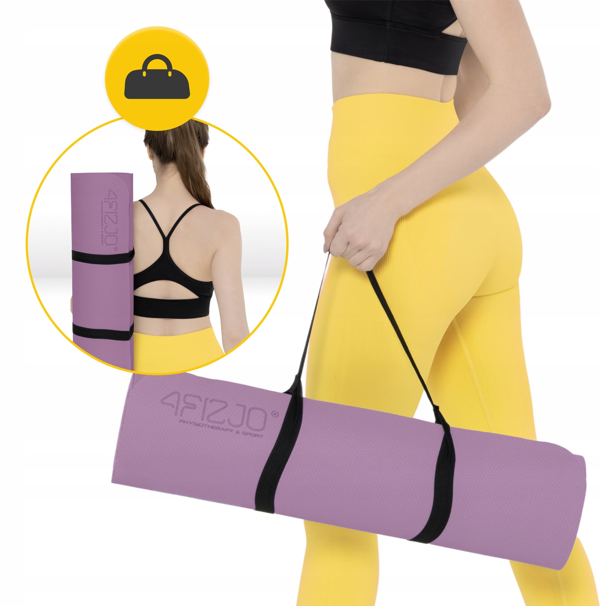 THICK EXERCISE MAT TPE YOGA FITNESS NON-SLIP DOUBLE LAYER 4FIZJO Color pink