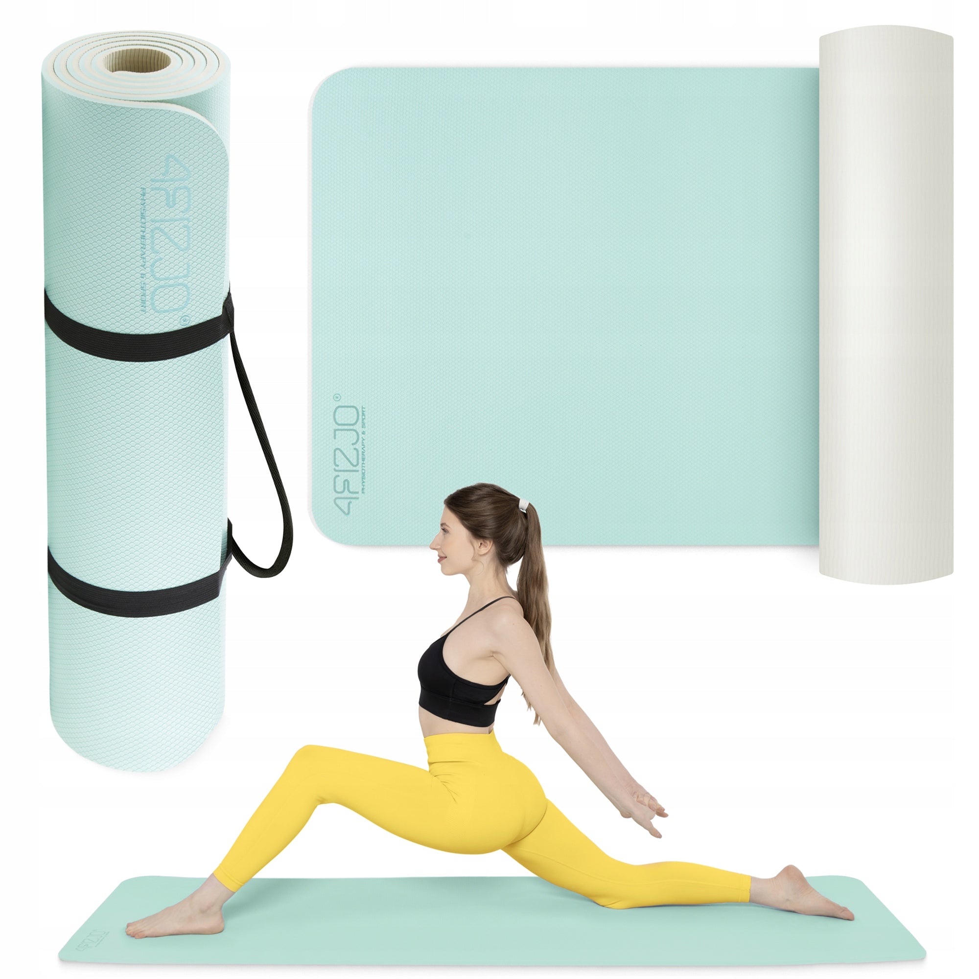THICK PILATES NON-SLIP FITNESS EXERCISE MAT WITH TPE HANDLE 1CM