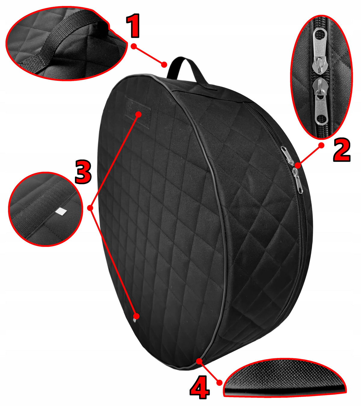 THICK PREMIUM COVER FOR SPARE WHEEL TIRE STRONG VELCRO ZIPPER HANDLE 4XL Manufacturer PPHU Car-Design