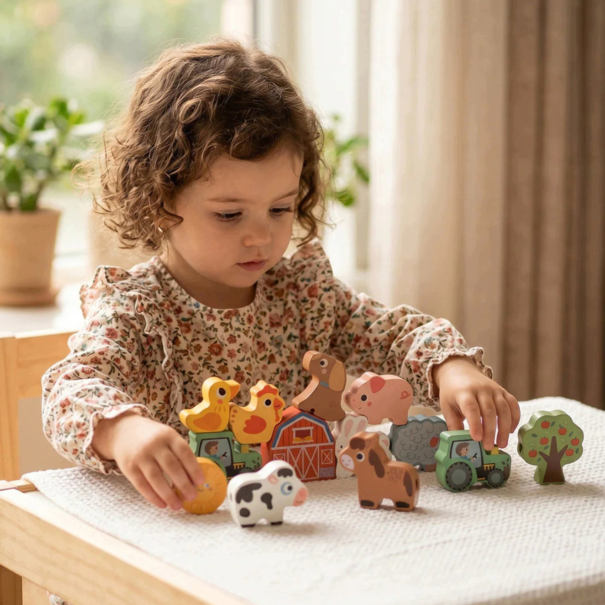 THREADER WOODEN INTERLACING FARM ANIMALS BLOCKS WOOPIE GREEN Brand Woopie