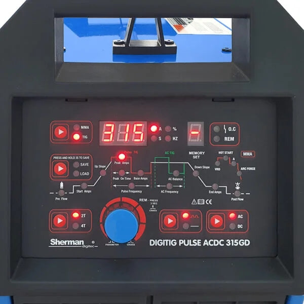 TIG Sherman DIGITIG 315GD Pulse AC/DC 315A IGBT HF MMA VRD Model DIGITIG PULSE AC DC 315GD