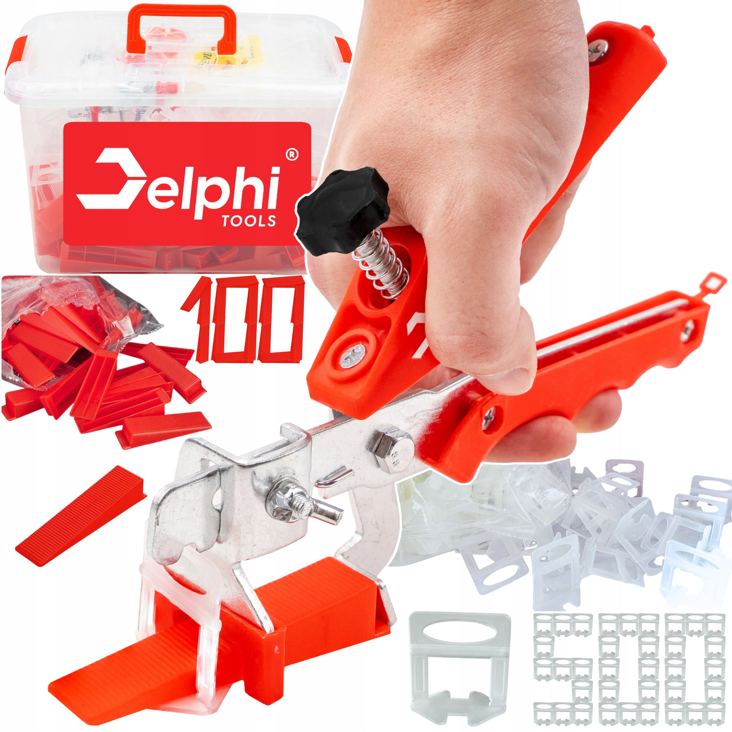 TILE LEVELING SYSTEM SET 500x CLIPS 1,5mm 100x WEDGES PLIERS