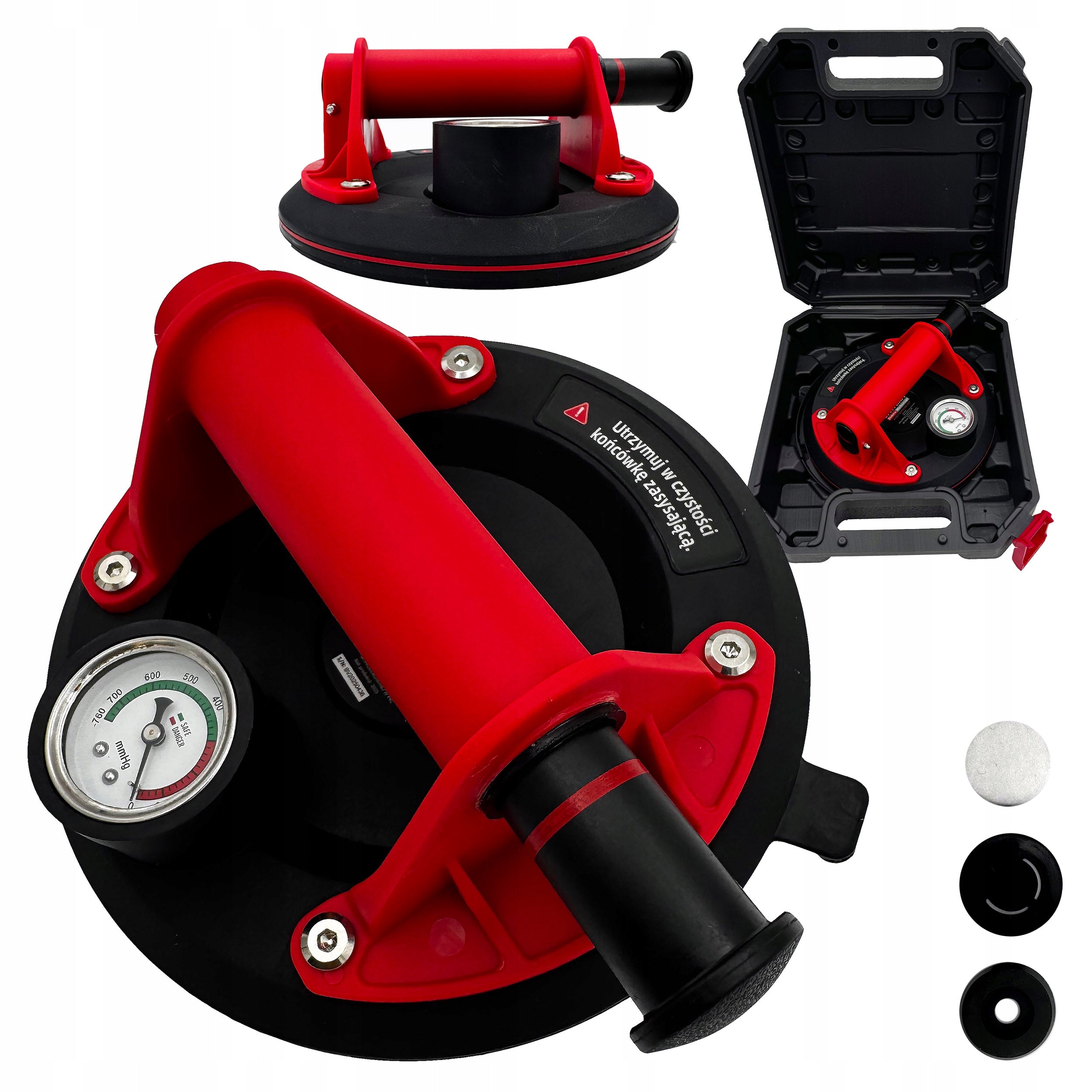 TILE SUCTION CUP GLASS GRIPPER VACUUM HANDLE WITH PRESSURE GAUGE