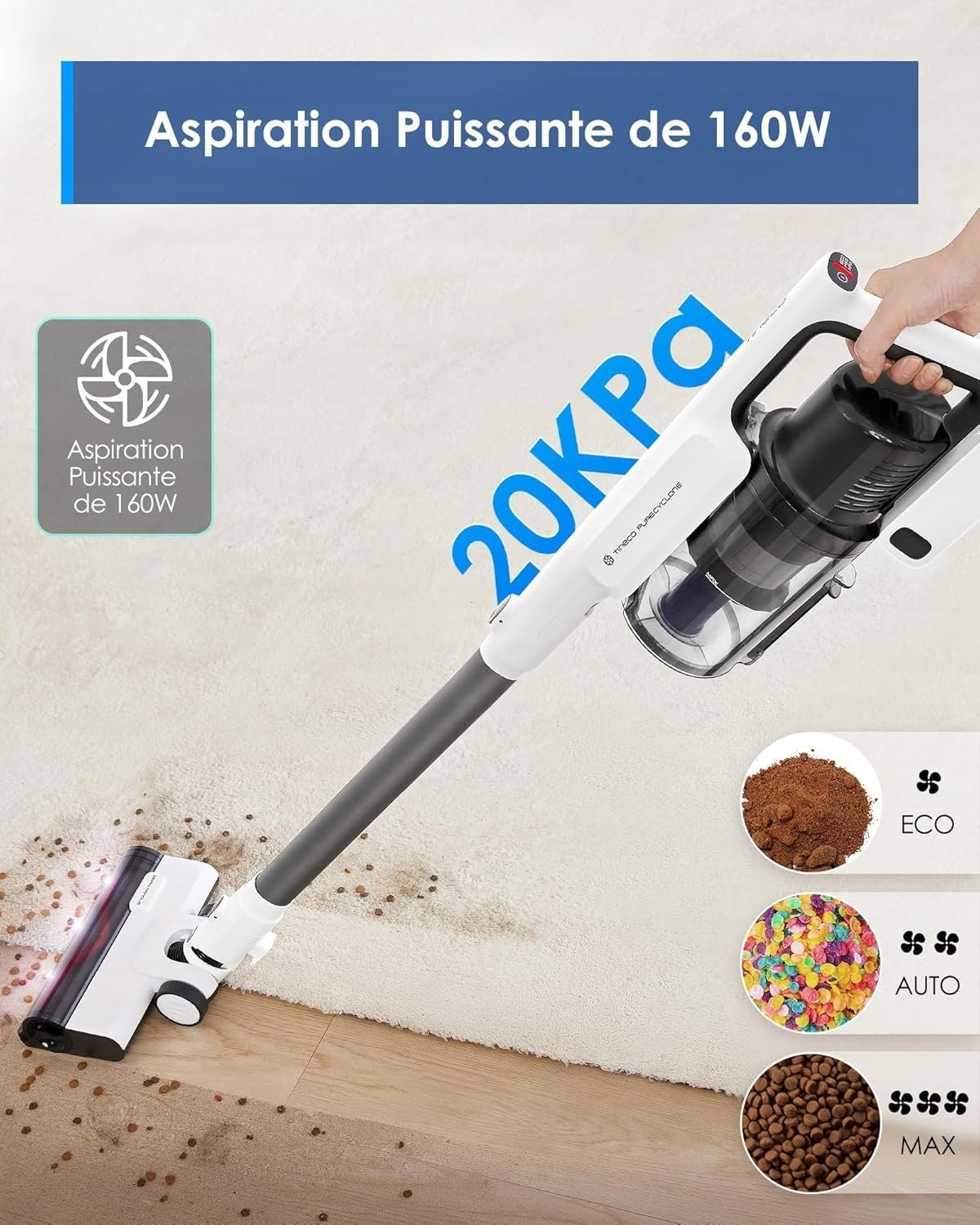 TINECO CORDLESS VACUUM CLEANER A30S, SUCTION 160 W, TIME 60 MINUTES, TANK Packaging status original