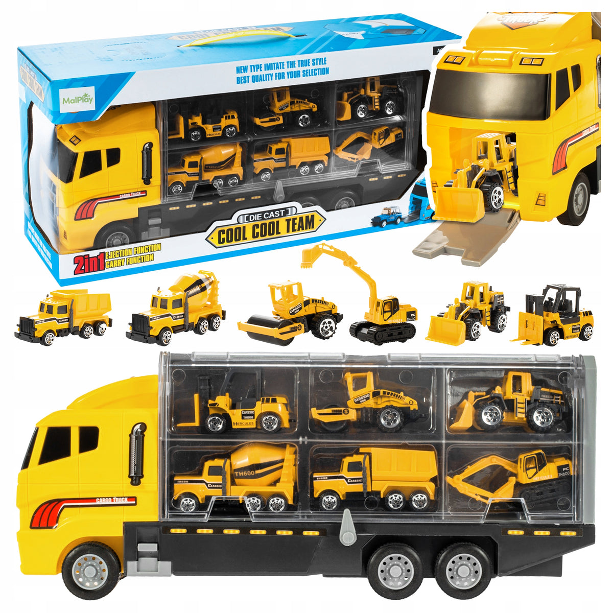 TIR CAR AUTO TRUCK TOW TRUCK SET OF 6 CARS CAR MACHINE FOR BOY