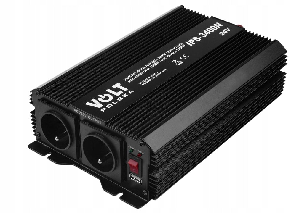TIR CONVERTER 24V 230V 1700W/3400W SINE MODIFIED HEATER COMPUTER Brand Volt Polska