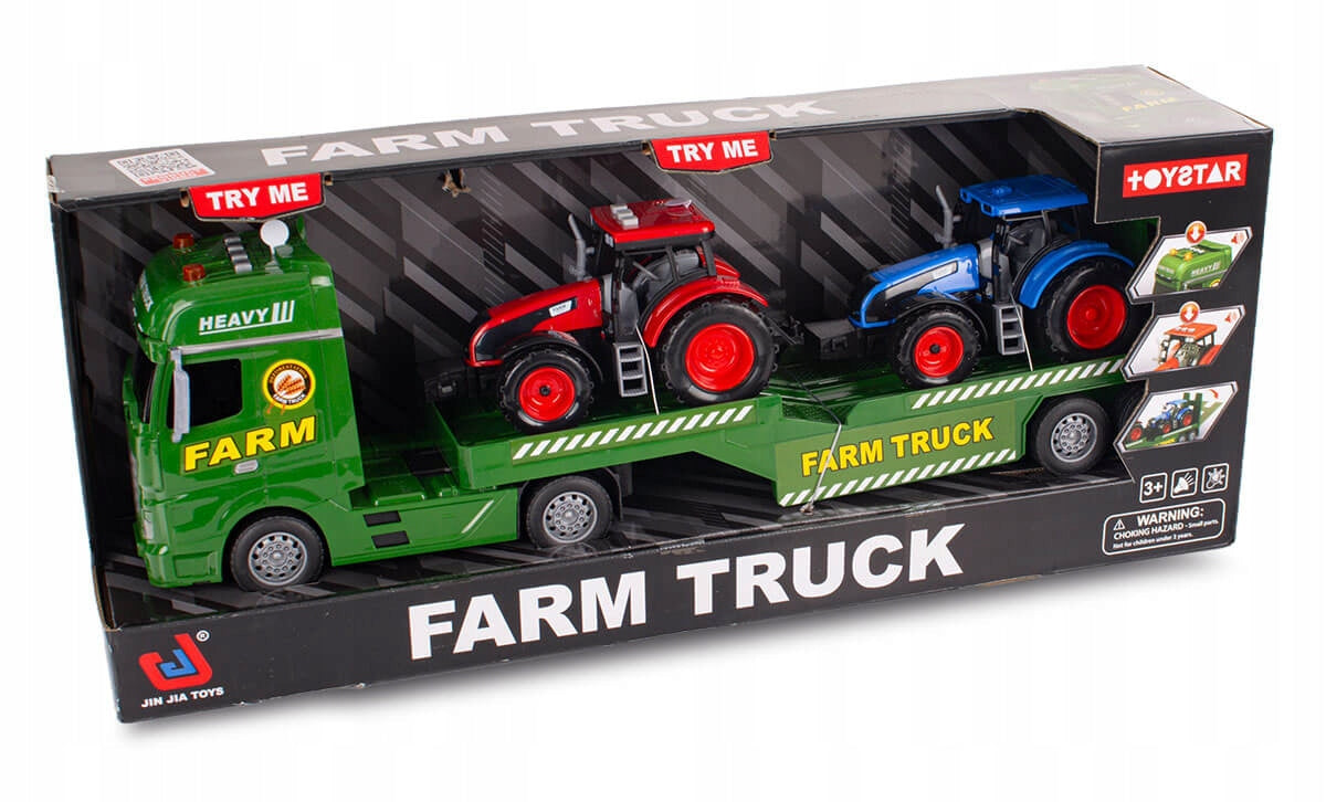 TIR TOW TRUCK WITH TRACTORS TRUCK WITH VEHICLES AND TRAILER LIGHT SOUNDS Packaging status original