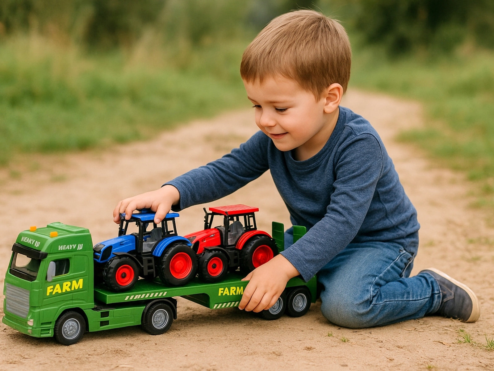 TIR truck with semi-trailer tractor 2x agricultural tractor light farmer set Brand QULKI