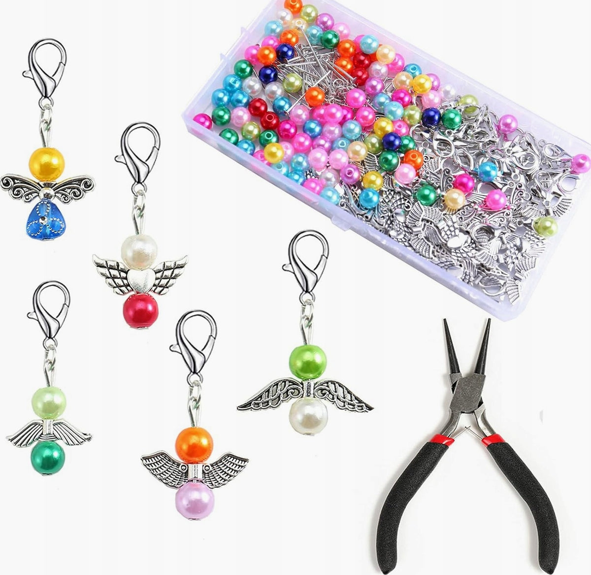 TO SET OF 50 ANGELS BEADED KEYCHAINS PENDANTS DIY