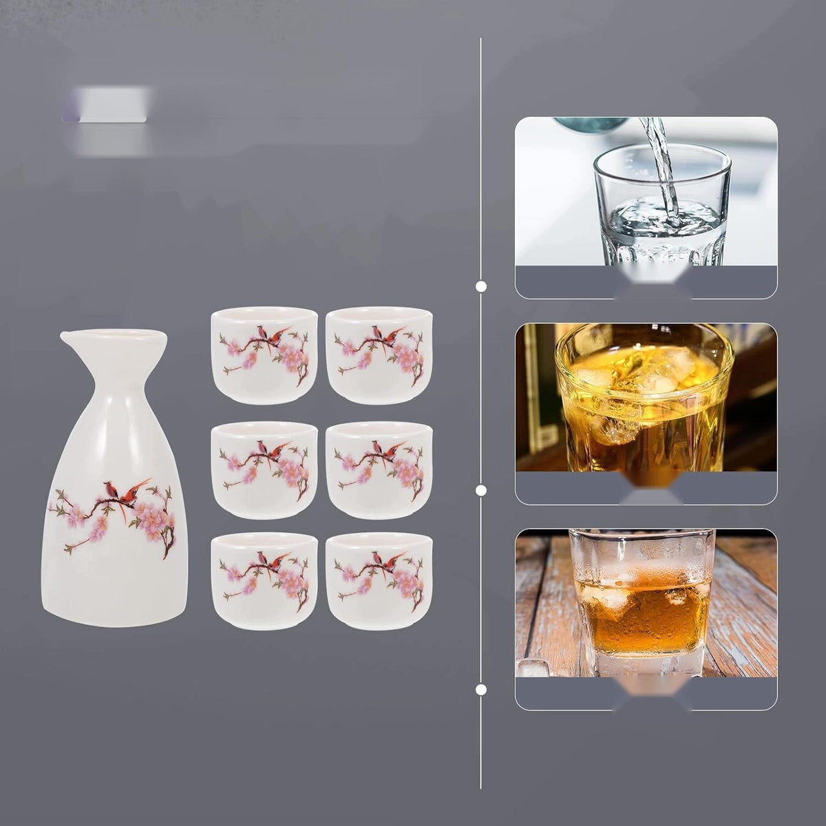 TO SET SAKE CERAMIC MUGS JUG GIFT JAPANESE STYLE GRAY HOUSE Manufacturer code 5908140762152