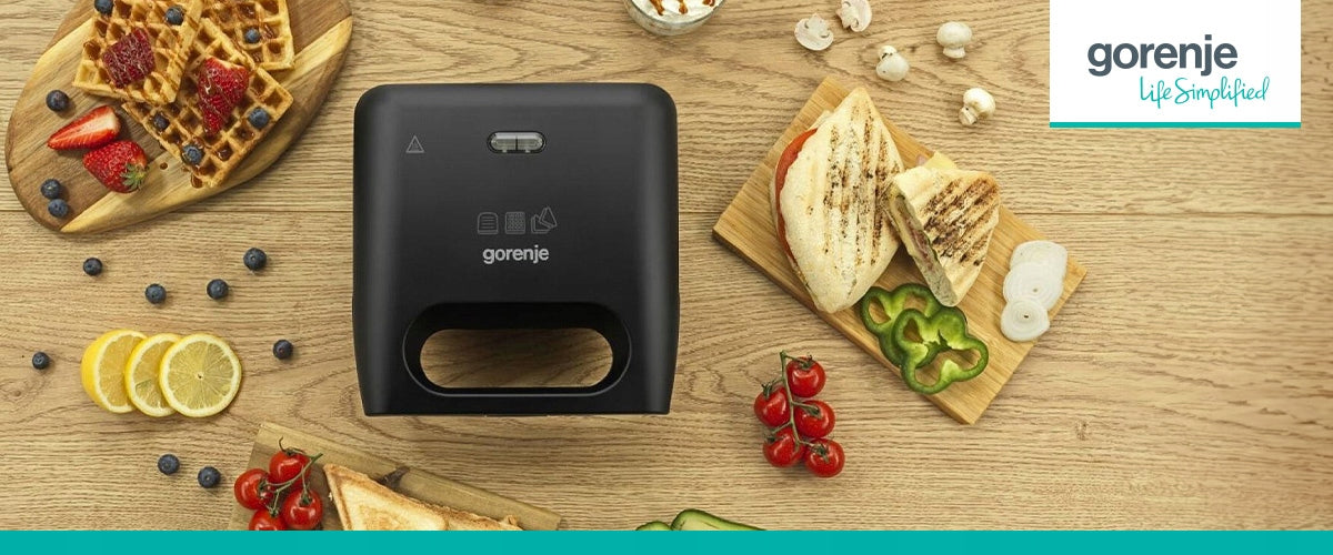 TOASTER 3in1 SM703GCB GORENJE 700W TOAST WAFFLES GRILL INTERCHANGEABLE TILES Manufacturer code SM703GCB