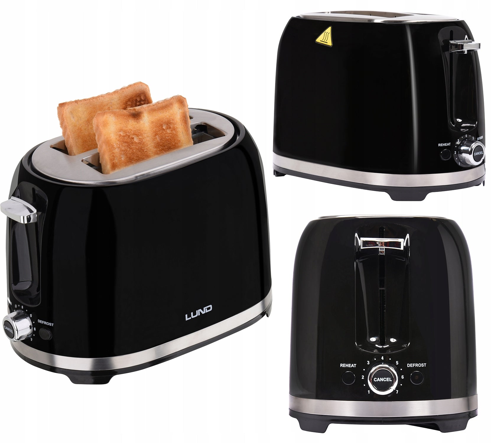 TOASTER 850W LUND SANDWICH TOASTER 2 SLICES 7 DEGREES TOASTING DEFROSTING