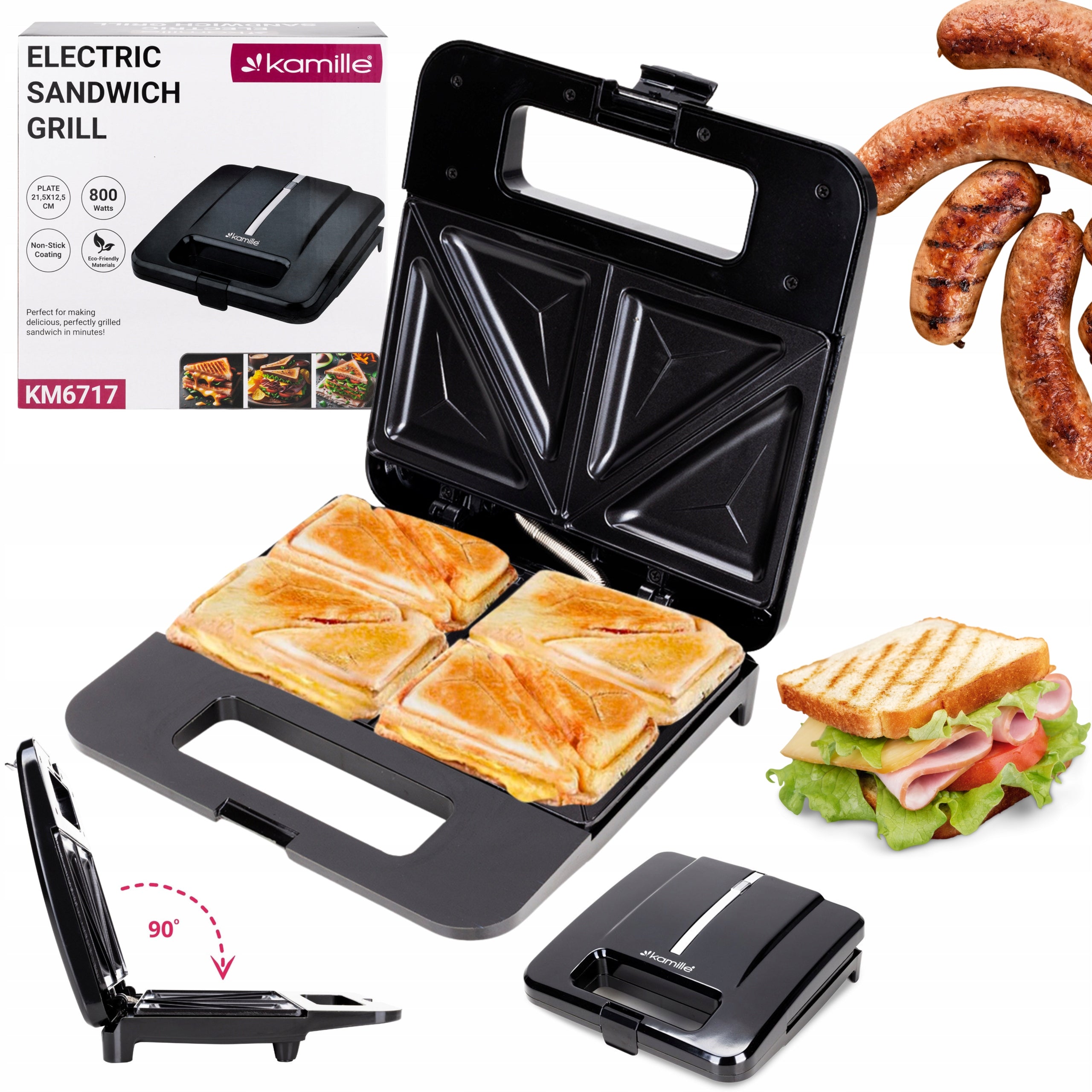TOASTER FOLDING TOAST SANDWICH GRILL ELECTRIC TOASTER KAMILLE