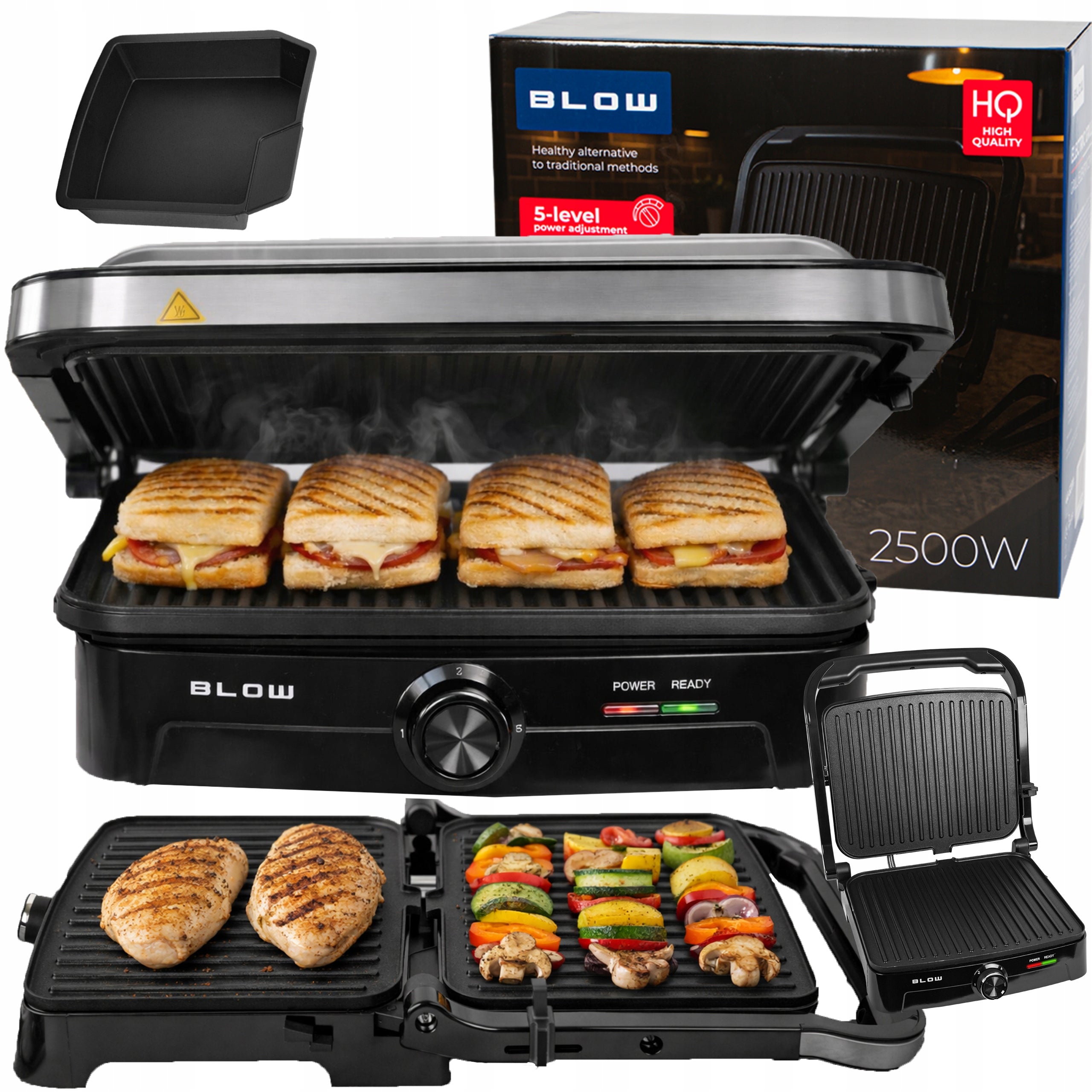 TOASTER GRILL ELECTRIC TOASTER FOR PANINI SANDWICHES FOLDING 180° 2500W