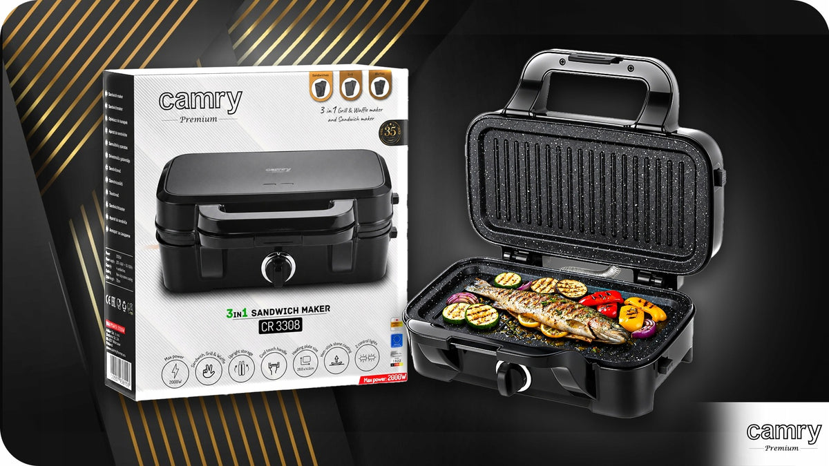 TOASTER GRILL WAFFLE IRON 3IN1 CONTACT TEMPERATURE CONTROL 1500W TOASTER Packaging status original