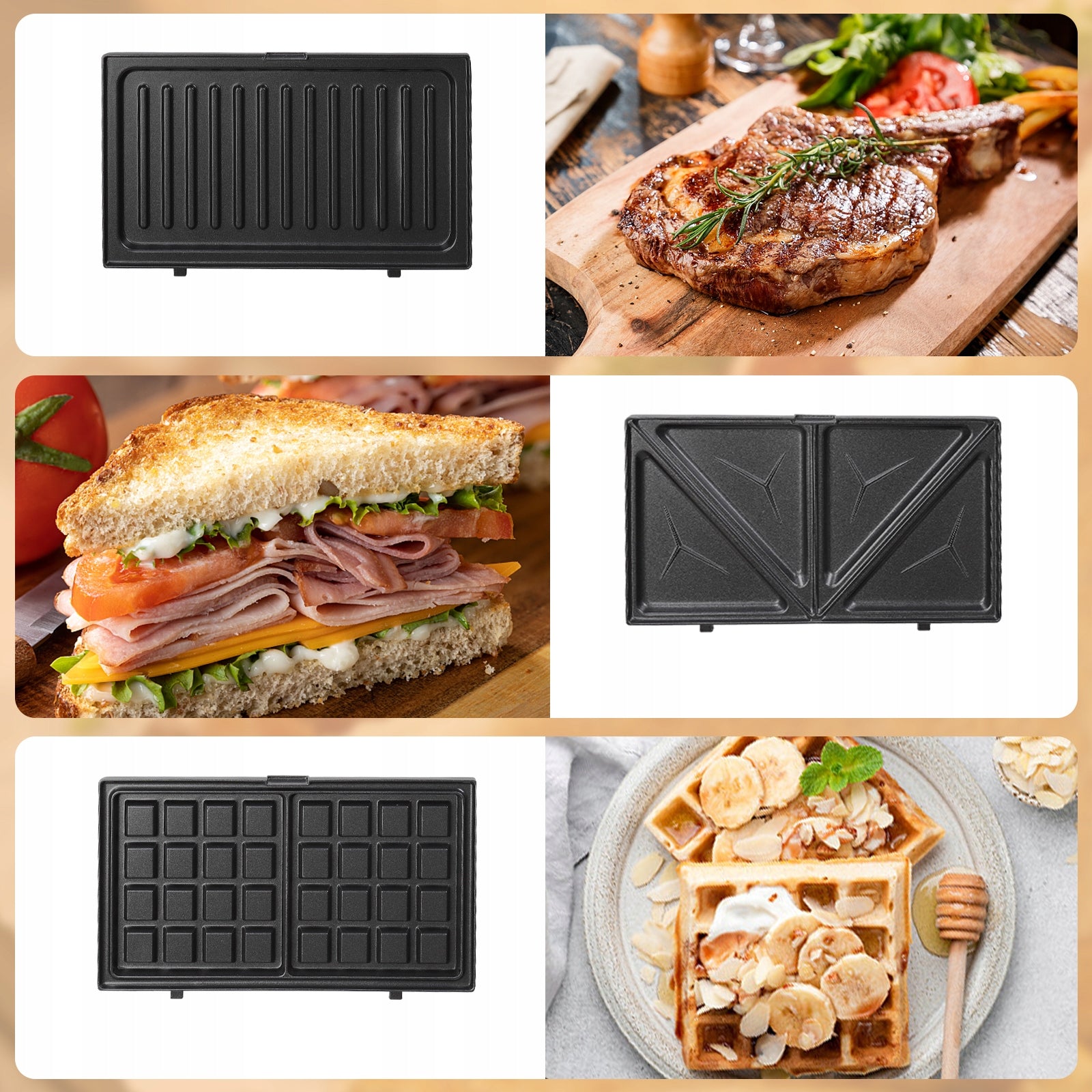 TOASTER GRILL WAFFLE IRON 3IN1 FOR TOAST SANDWICHES ELECTRIC TOASTER 750W Packaging status original