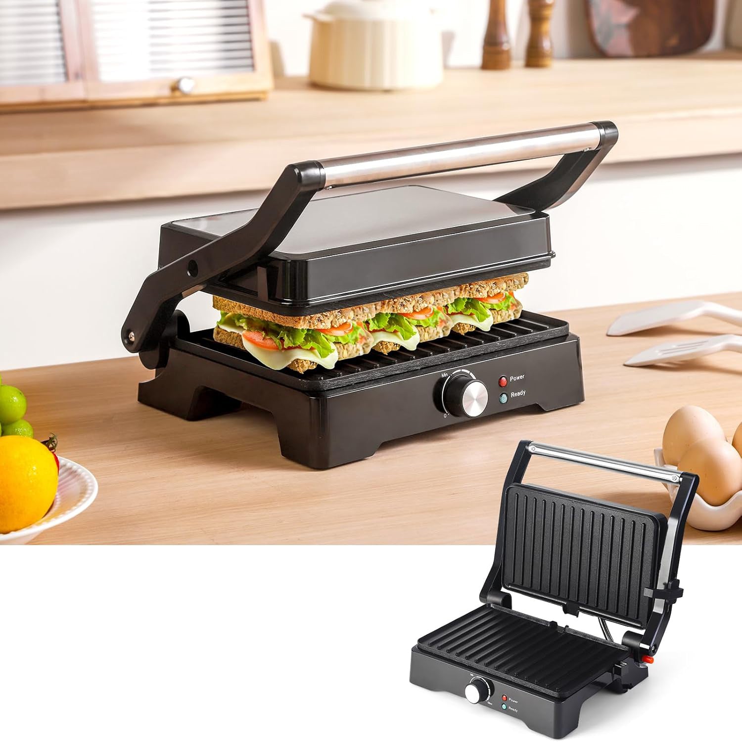 TOASTER OVEN GRILL FOR PANINI SANDWICHES ELECTRIC FOLDING 180° STRONG Packaging status original