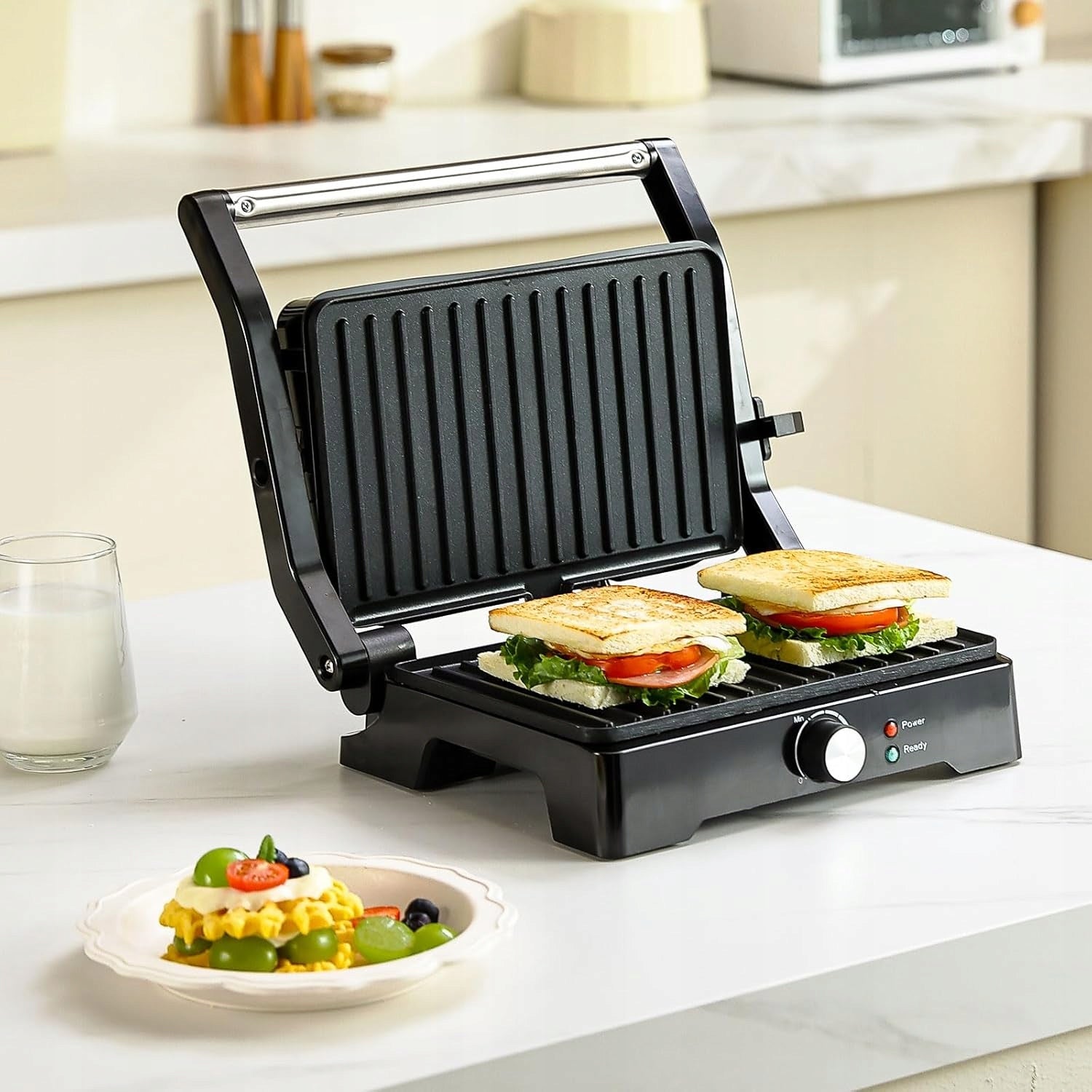 TOASTER OVEN GRILL FOR PANINI SANDWICHES ELECTRIC FOLDING 180° STRONG Power rating 1500 W
