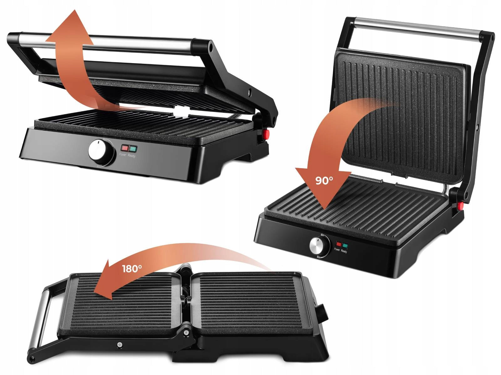 TOASTER OVEN GRILL FOR PANINI SANDWICHES ELECTRIC FOLDING STRONG 2200W Brand Mozano