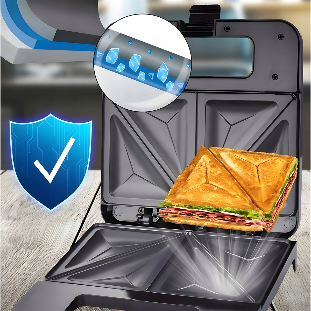 TOASTER SANDWICH 1000W NONSTICK COATING Manufacturer code NIEPRZYWIERAJĄCY TOSTER OPIEKACZ 1000W