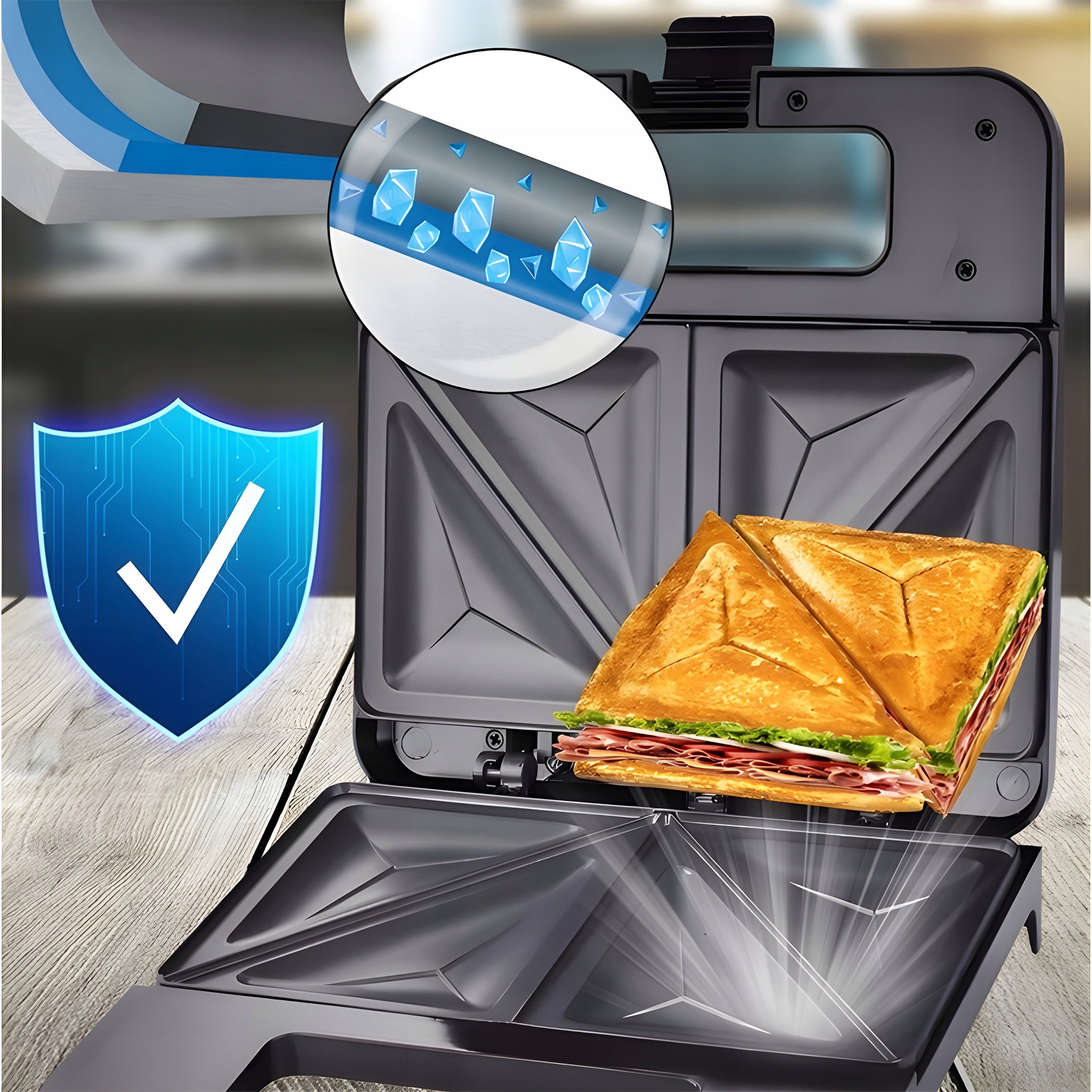 TOASTER SANDWICH NONSTICK COATING 1000W Manufacturer code 9493K,X.A.S..4,O.C.1312412434
