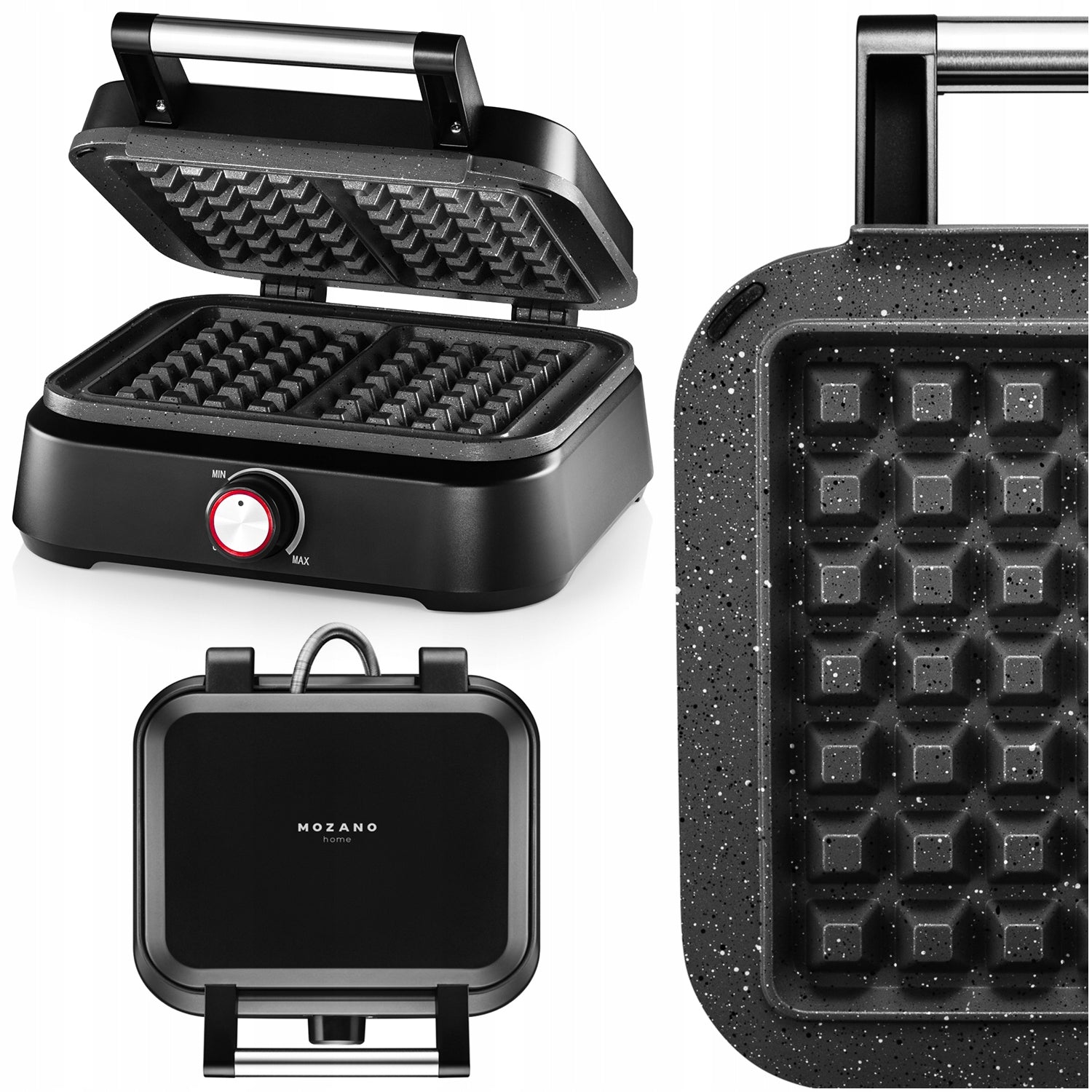 TOASTER WAFFLE MAKER 2 LARGE CRISPY XXL WAFFLES POWER MARBLE COATING