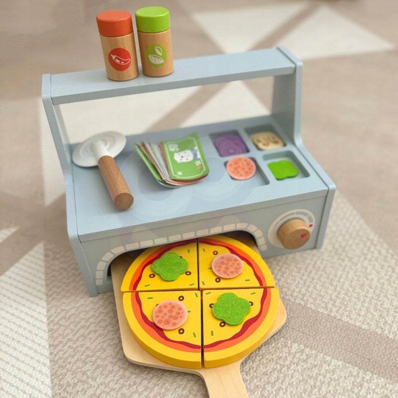 TOOKY TOY Pizzeria Wooden Pizza Oven Accessories Kid's age 3+ years
