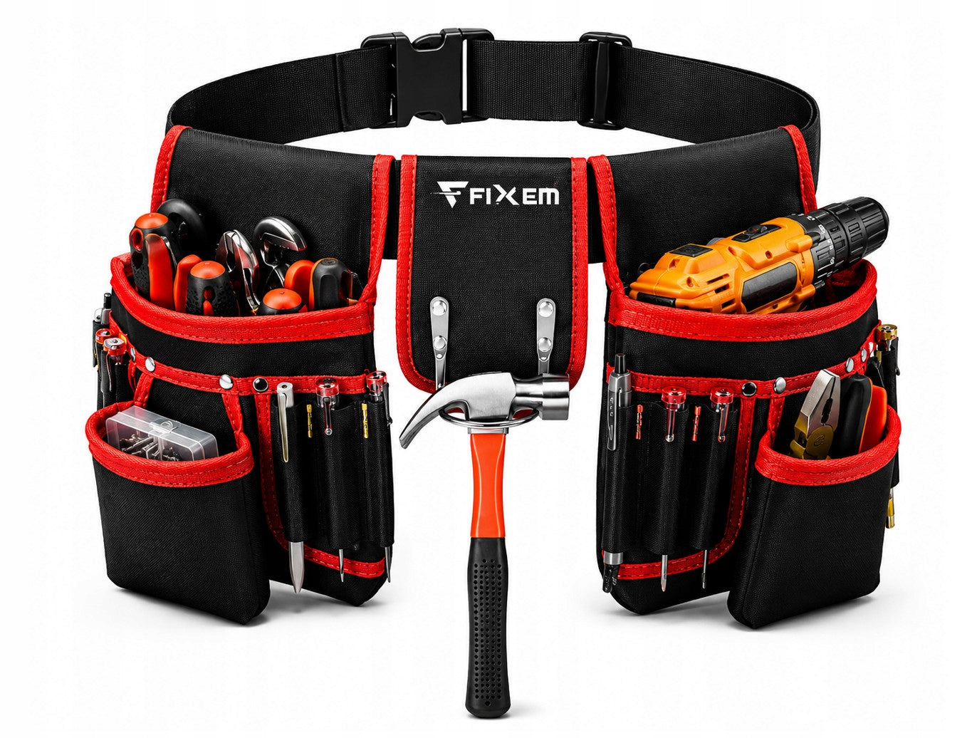 TOOL ASSEMBLY BELT FOR CONSTRUCTION TOOLS ADJUSTABLE 22 POCKETS Brand Fixem