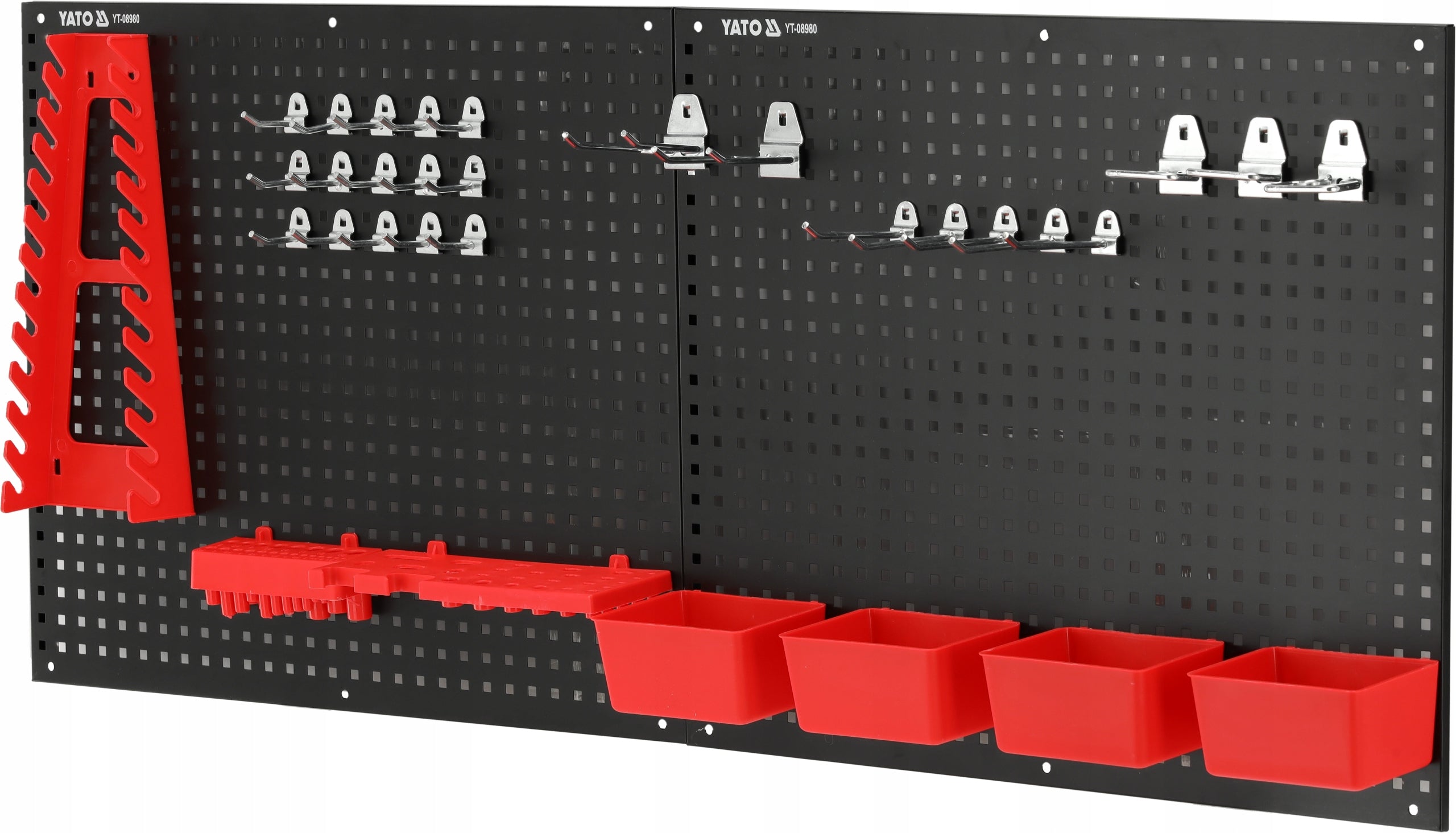 TOOL BOARD WORKSHOP WALL 2x 55x45,5cm 34el HANDLES CONTAINERS Manufacturer code YT-08980