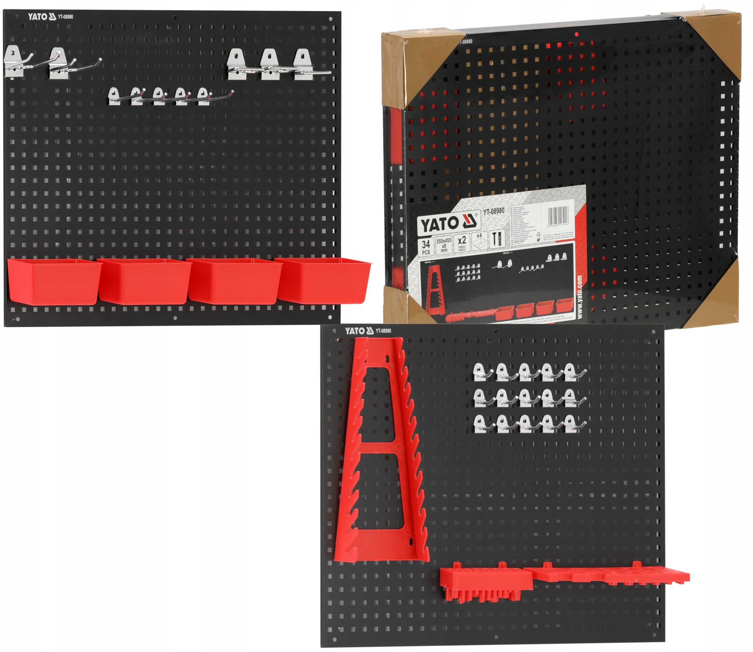 TOOL BOARD WORKSHOP WALL 2x 55x45,5cm 34el HANDLES CONTAINERS