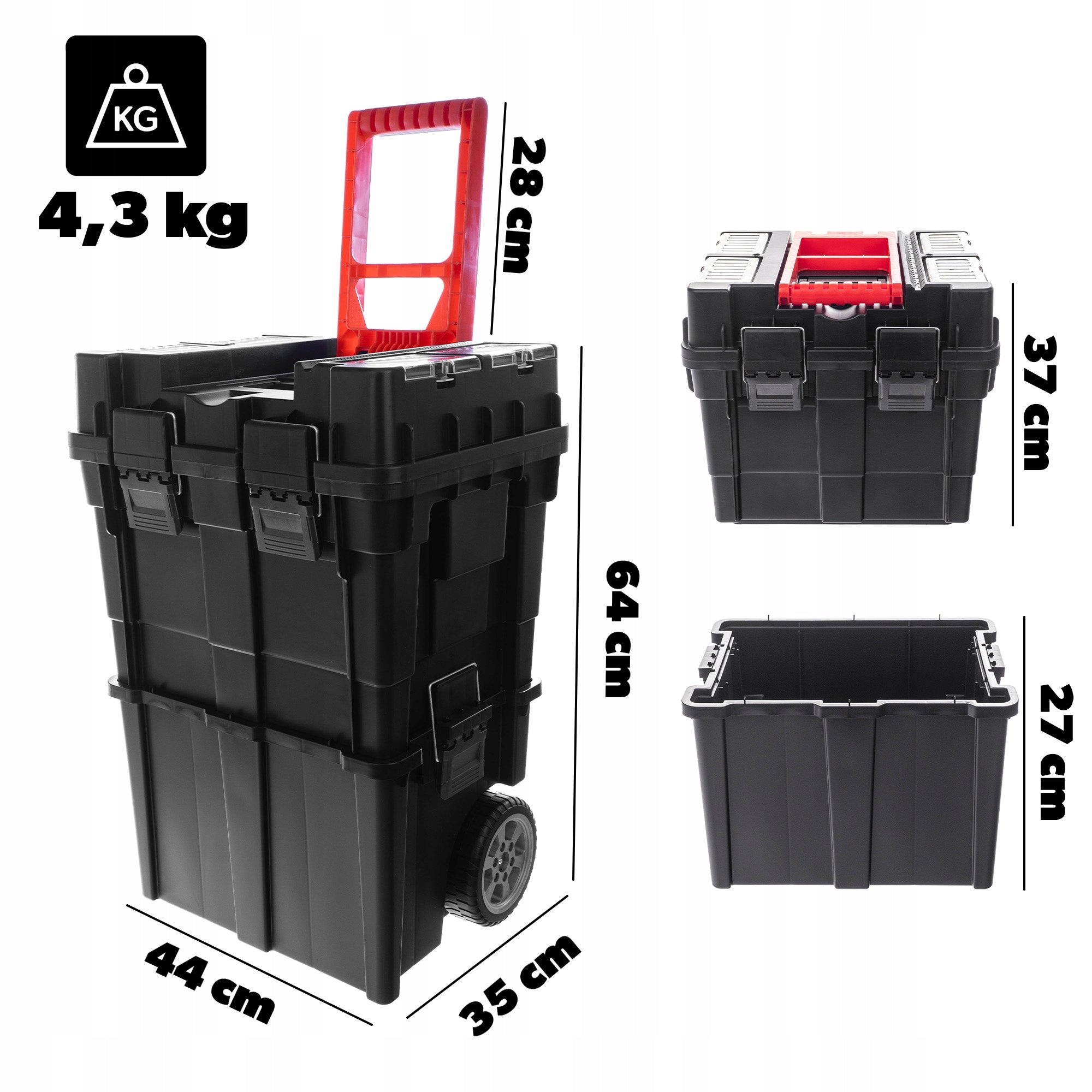 TOOL BOX ON WHEELS SUITCASE WORKSHOP BOX LARGE MODULAR Brand Kadax