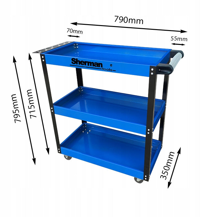 TOOL CART 3 SHELVES Sherman STEEL MOBILE ON WHEELS Manufacturer code 7812517