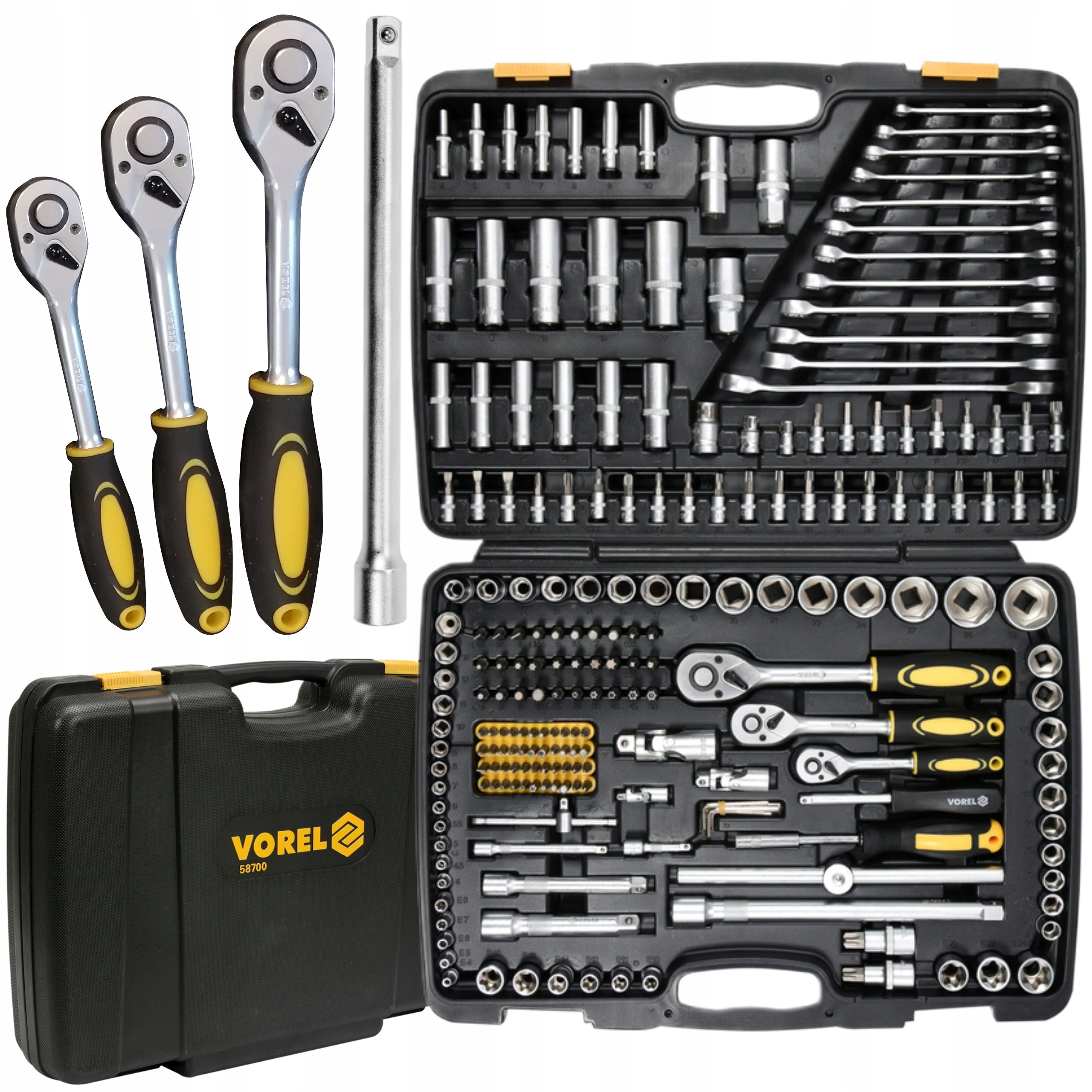 TOOL KIT 1/2" 216EL. RATCHET EXTENSION CAPS BITS XXL 58700