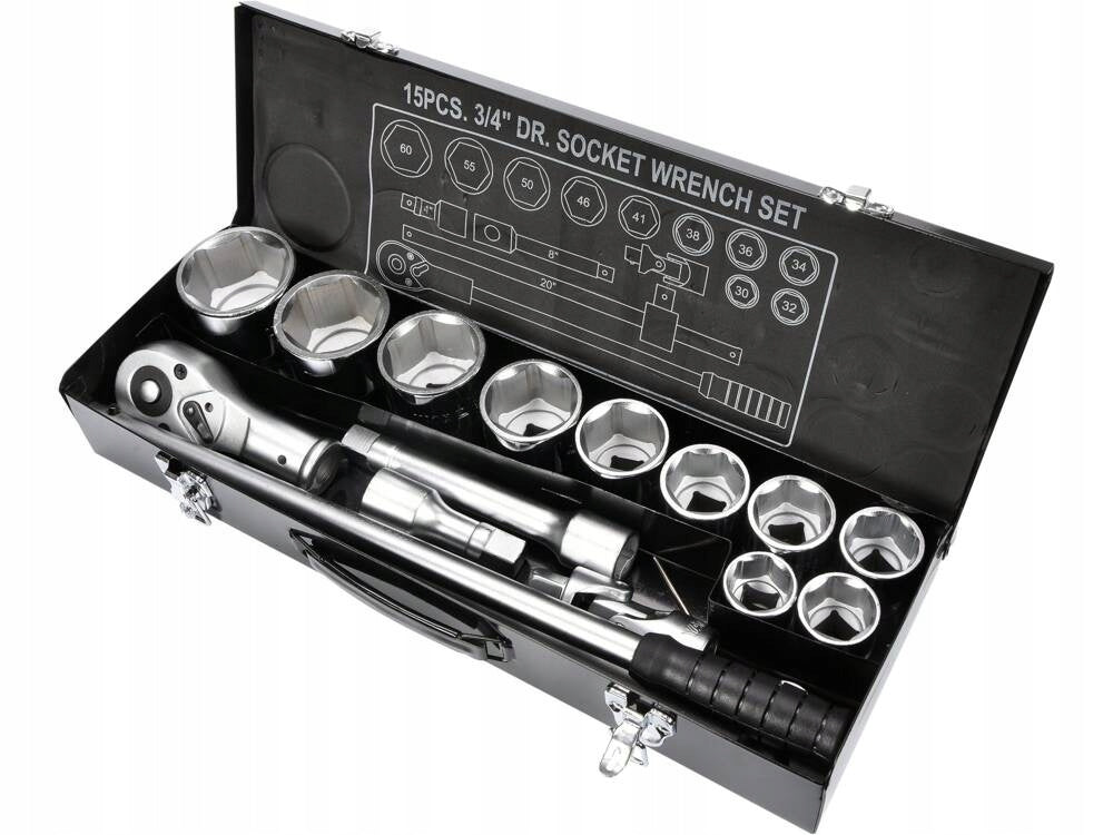 TOOL SET OF SOCKET WRENCHES 3/4 15 ELEMENTS YATO YT-1334 EAN (GTIN) 5906083913341