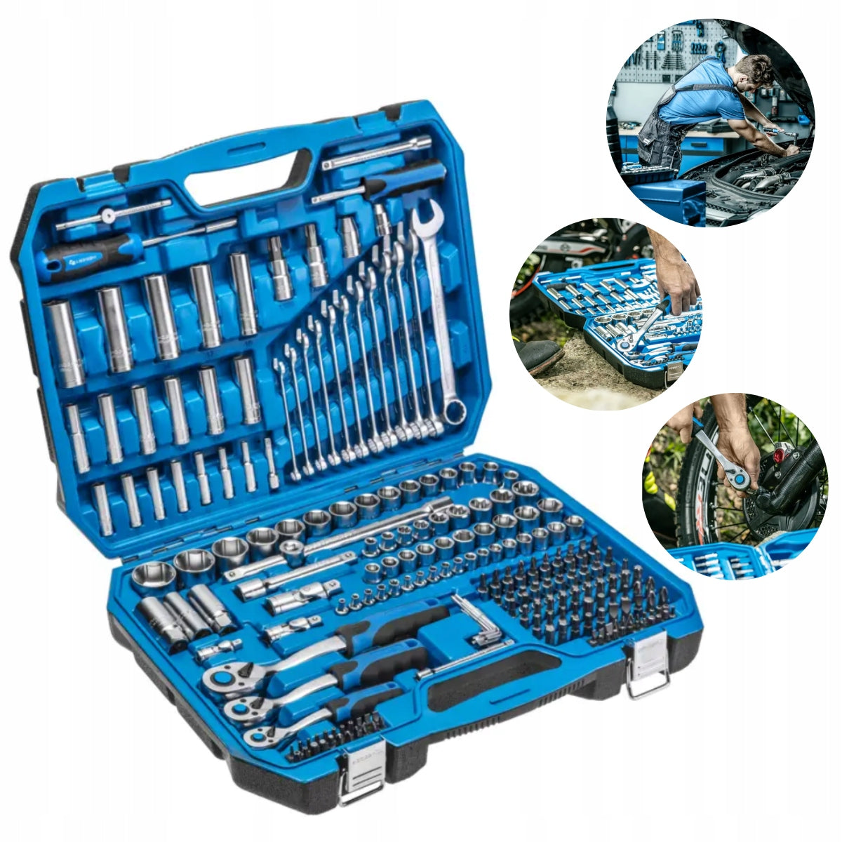 TOOL SET RATCHET KEYS 222 PCS CRV SUITCASE HOEGERT HT1R444 Manufacturer code HT1R444
