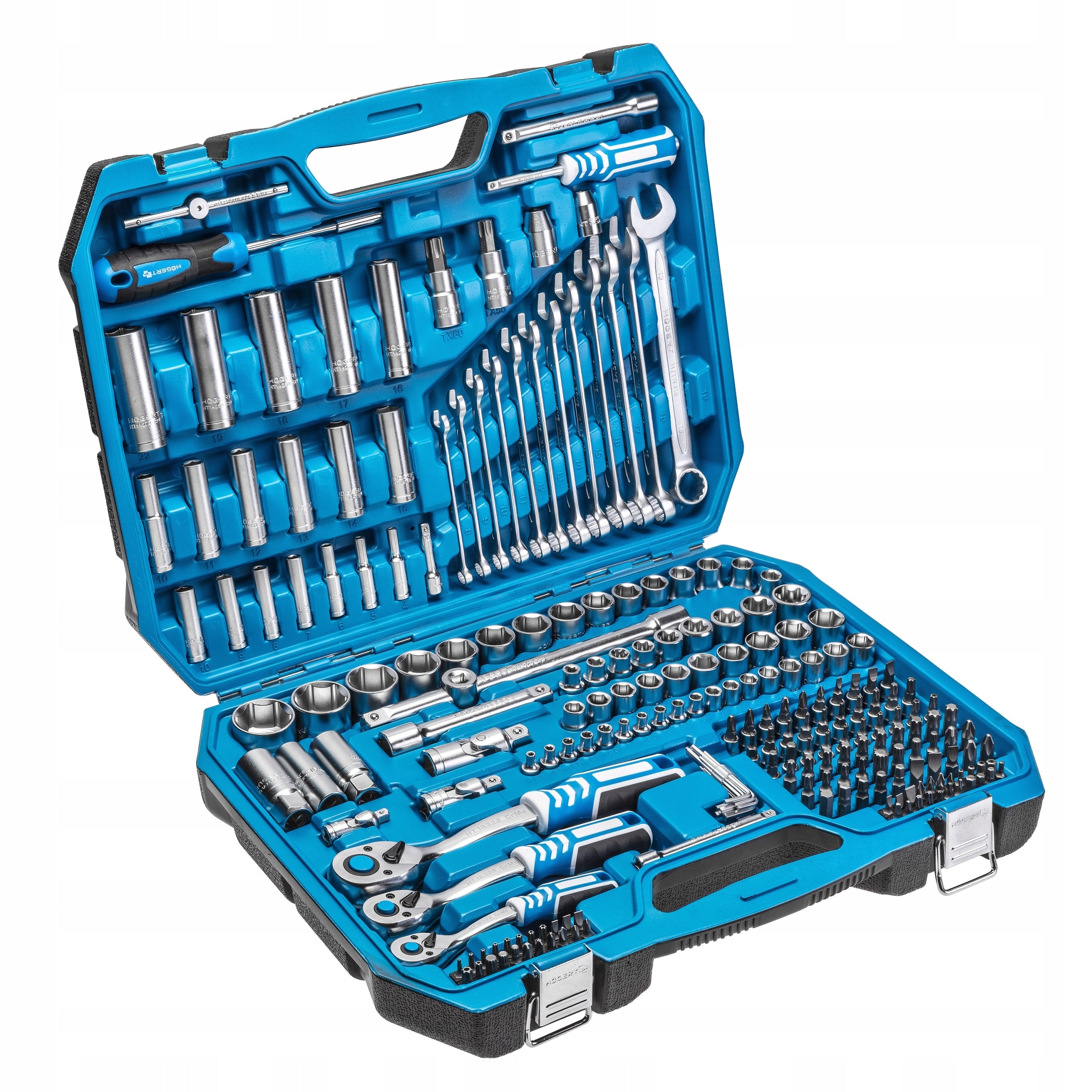 TOOL SET RATCHET KEYS 222 PCS CRV SUITCASE HOEGERT HT1R444