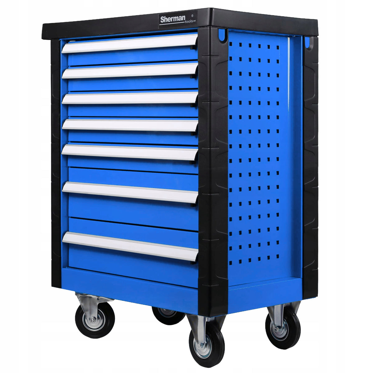 TOOL TROLLEY WORKSHOP CABINET ON WHEELS SHERMAN 7 DRAWERS BLUE Brand Sherman