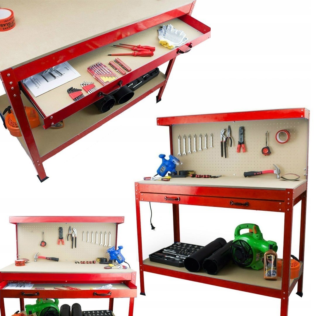 TOOL WORKBENCH WITH DRAWER FOR GARAGE WORKSHOP HOOKS Packaging status original
