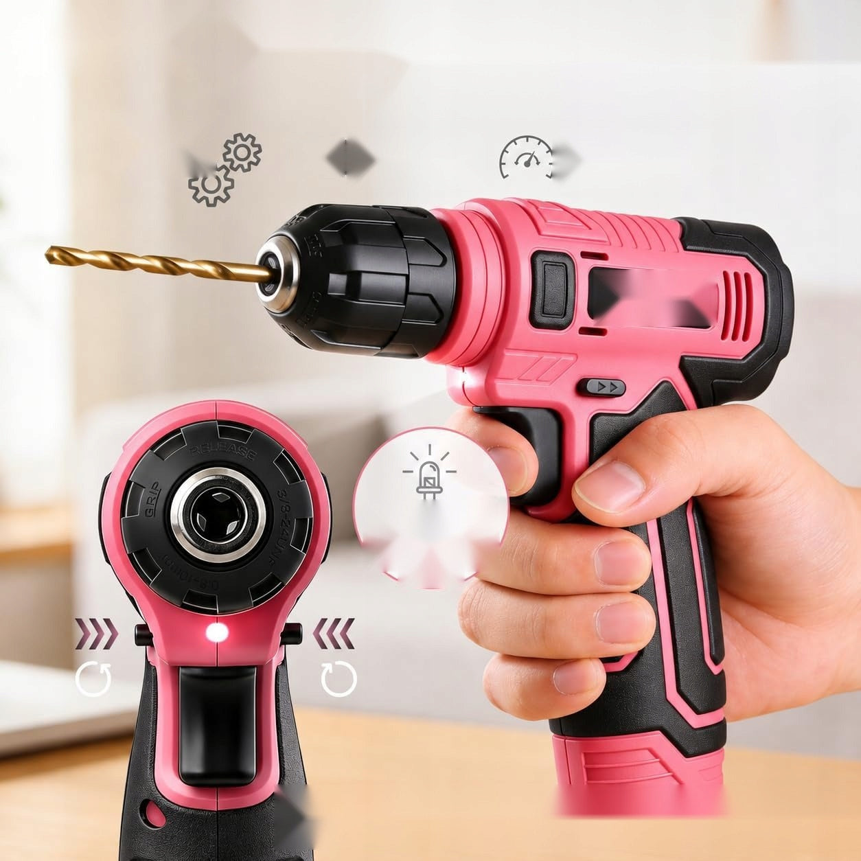 TOOLS SET PINK CORDLESS SUITCASE SCREWDRIVER DRILL COMPACT Drill weight 1 kg