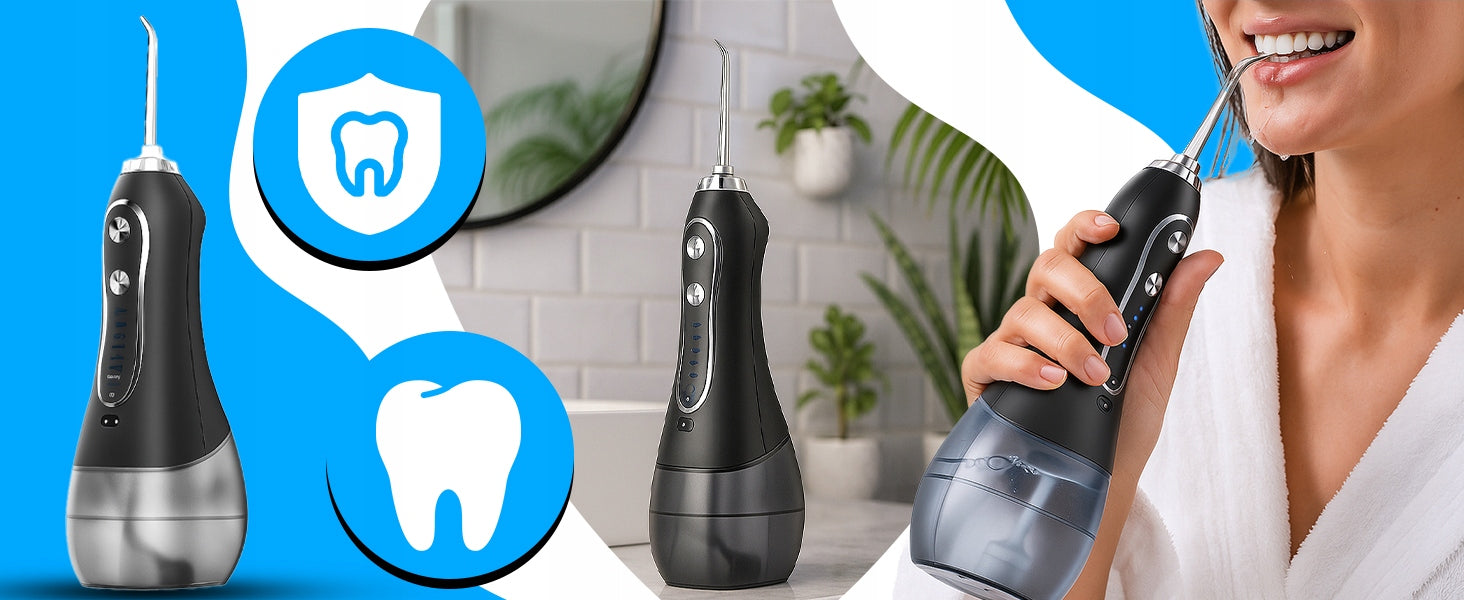 TOOTH IRRIGATOR 5 MODES 8 TIPS WIRELESS DENTAL 300ML CASE Color black