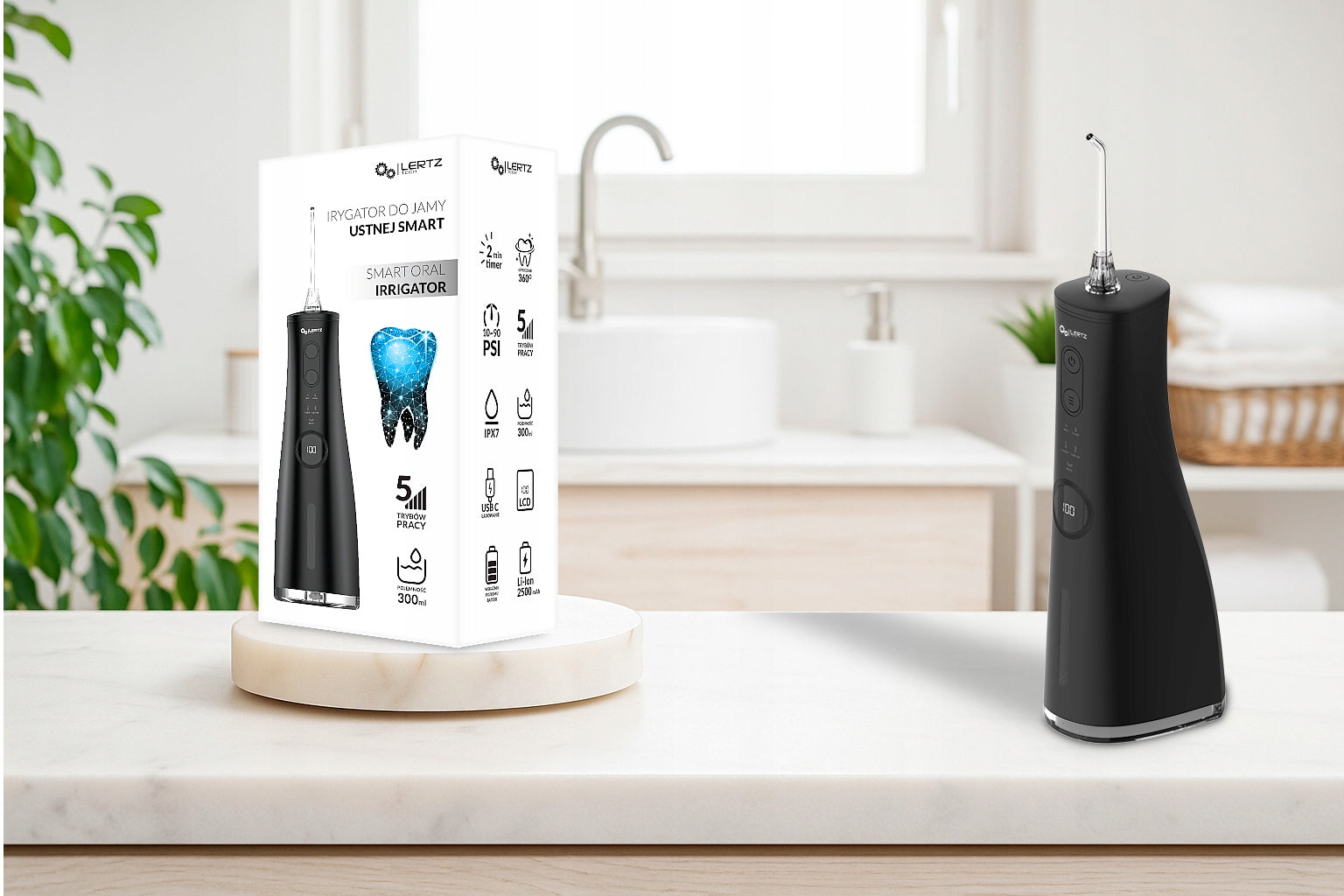 TOOTH IRRIGATOR 5 Modes + 4 Nozzles Wireless Professional SHOOT MODE Color black