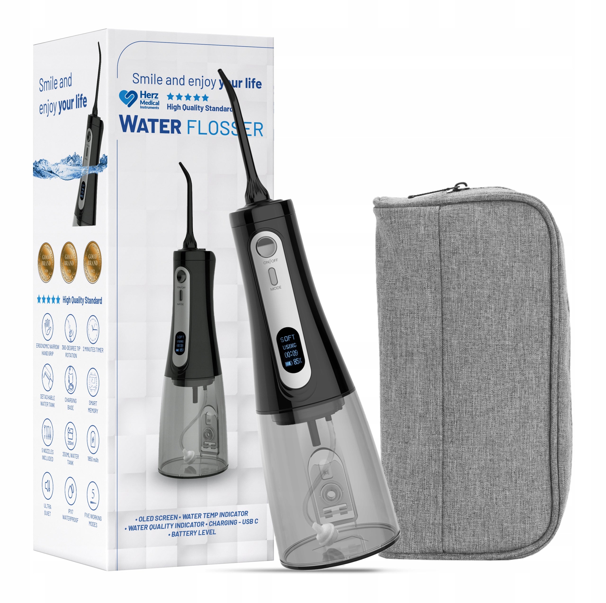 TOOTH IRRIGATOR WIRELESS LCD Water Quality Sensor Herz CASE 5 PROG