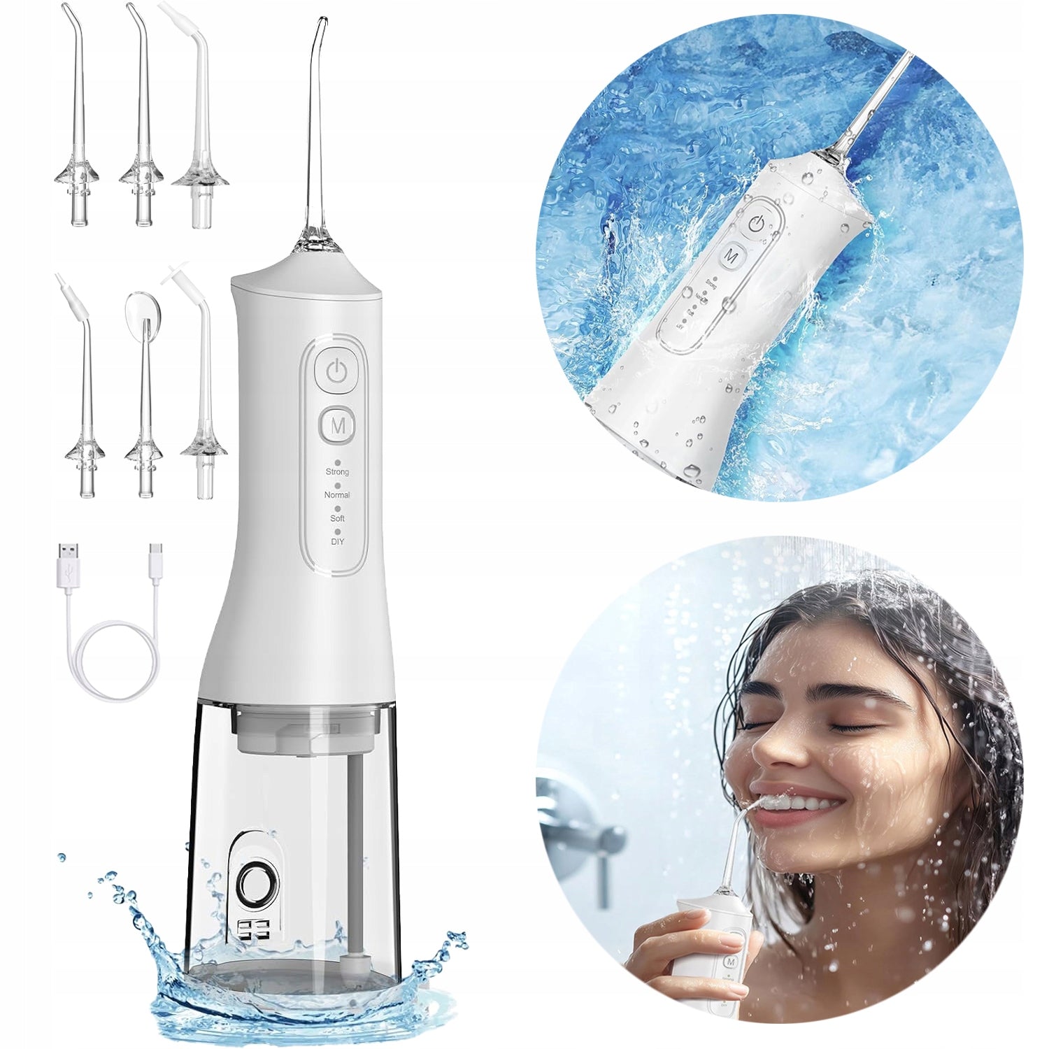 TOOTHBRUSH WIRELESS DENTAL STRONG 6NOZZLE BLACK IPX7 300ML