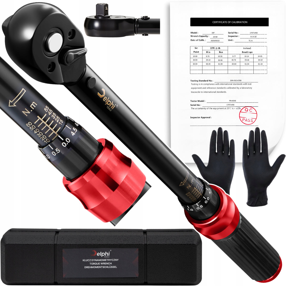 TORQUE WRENCH 3/8 10-60Nm CrMO &CrV WITH LOCK CALIBRATION CERTIFICATE Packaging status original